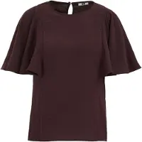 We fashion - Dames blouse met korte wijde mouwen - Regular fit - Aubergine - Maat: XXL