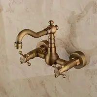 Sonstiges Wandbeugel, messing, antiek, hoge boog, draaibaar, uitloop