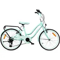 Sun baby Heart Bike Fiets voor een meisje van 6 tot 10 jaar, 20 inch Munt, 6 versnellingen Shimano, kinderfiets in hoogte verstelbaar