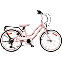 Sun baby Heart Bike Fiets voor een meisje van 6 tot 10 jaar, 20 inch Roze, 6 versnellingen Shimano, kinderfiets in hoogte verstelbaar
