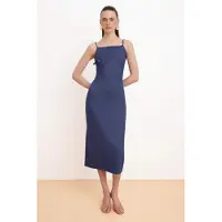 Trendyol TRENDYOLMİLLA Dames Blauw Effen Midi Mouwloos Bodycon Jurken