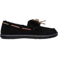 SKECHERS Moccasin-pantoffels voor dames met strik en rand van imitatiebont (Zwart)