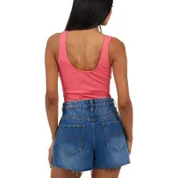 Brave Soul Dames Kanten Bodysuit met Veters (Roze)