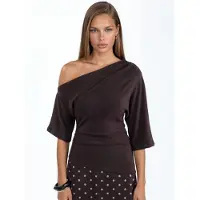 Busem Vrouwen bootneck gebreide blouse met korte mouwen