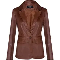 Infinity Leather Dames beige Italiaanse leren blazerjas - Eclipse