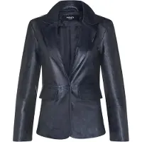 Infinity Leather Dames Zwart Italiaans Leren Blazerjasje-Eclipse