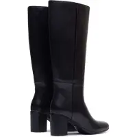 Hush puppies Oprah Lange Leren Dames Zwarte Hoge Hak Knie Hoge Laarzen
