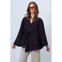 Trend Alaçatı Stili Cape aubergine