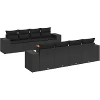 vidaXL 9-delige Loungeset met kussens poly rattan zwart