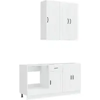 vidaXL Keukenelement PORTO, 5 stuks, hoogglanzend wit, houtvezel