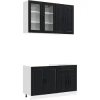 vidaXL Keukenelement PORTO, 4 stuks, zwart, houtvezel