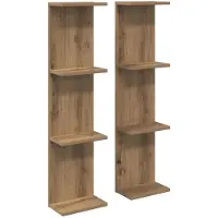 vidaXL Wandplank 2 st Artisanaal eiken 22 x 15 x 100 cm Bewerkt hout
