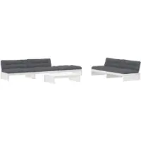 vidaXL 6-delige Loungeset met kussens massief hout wit