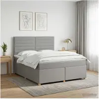 vidaXL Boxspringbed met matras, lichtgrijs, 140 x 200 cm, gestoffeerd
