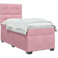 vidaXL Boxspringbed met matras Roze 100 x 200 cm Fluweel