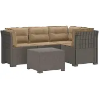 vidaXL 4-Zitter Tuin Sofa met Kussens Rattan Look PP Lichtgrijs