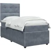 vidaXL Boxspringbed met matras, donkergrijs, 90 x 200 cm, fluweel