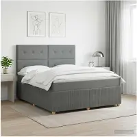 vidaXL Boxspringbed met matras Donkergrijs 140 x 200 cm Stof
