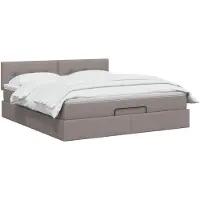 vidaXL Ottomanbed met matras en LED-verlichting, taupekleurig, 140 x 200 cm, met stoffen bekleding