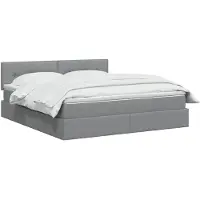 vidaXL LED-bed met opbergruimte en matras, lichtgrijs, 160 x 200 cm, met stoffen bekleding