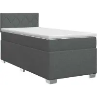 vidaXL Boxspringbed met matras Donkergrijs 90 x 190cm Stof