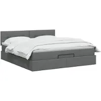 vidaXL Ottoman bed met matras Donkergrijs 140 x 200 cm Stof