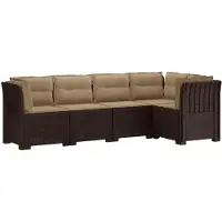 vidaXL 5-Zits Tuinbank met Kussens Rattanlook 5-zits PP Bruin