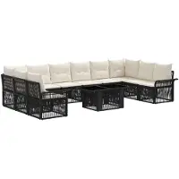 vidaXL Tuinbank Set 11 st Zwart en Crème Wit poly rattan