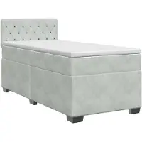 vidaXL Boxspringbed met matras, lichtgrijs, 90 x 190 cm, fluweel