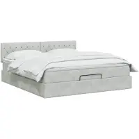 vidaXL Ottomanbed met matras en LED-verlichting, lichtgrijs, 180 x 200 cm, fluweel