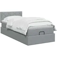 vidaXL Ottomanbed met matras en LED-verlichting, lichtgrijs, 100 x 200 cm, stof