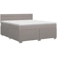 vidaXL Boxspringbed met matras met hoofdeinde Taupe 160 x 200 cm Stof