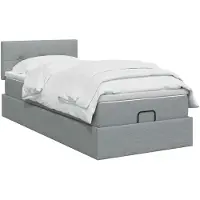 vidaXL Ottomanbed met matras en LED-verlichting, lichtgrijs, 100 x 200 cm, stof
