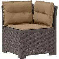 vidaXL 2-Zits Tu bank met Kussens Rattan Look 2-zits PP Lichtgrijs
