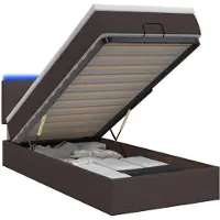 vidaXL Ottoman Bed met Matrassen en LED Donkerbruin 100 x 200 cm Stof