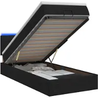 vidaXL Ottomanbed met matras en LED-verlichting, zwart, 90 x 200 cm, stof
