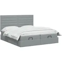 vidaXL Ottoman bed met matras met hoofdeinde 2 st Lichtgrijs Stof
