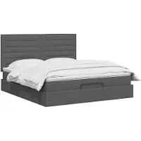 vidaXL Ottomanbed met matras en LED-verlichting, donkergrijs, 160 x 200 cm, stof