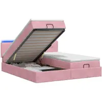 vidaXL Ottomaanse Bed met Matras en LED Roze 160 x 200 cm fluweel
