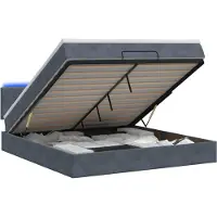 vidaXL Ottomanbed met matras en LED-verlichting, donkergrijs, 180 x 200 cm, fluweel