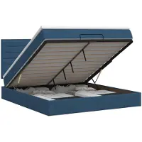 vidaXL Ottoman bed met matras en hoofdeinde, blauw, 140 x 200 cm, stof