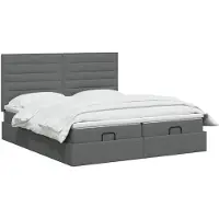 vidaXL Ottoman bed met matras met hoofdeinde 2 st Donkergrijs Stof