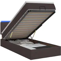 vidaXL Ottomanbed met matras en LED-verlichting, donkerbruin, 90 x 200 cm, stof