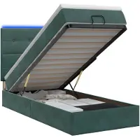 vidaXL Ottomanbed met matras en LED-verlichting, donkergroen, 80 x 200 cm, fluweel