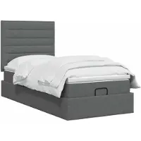 vidaXL Ottomanbed met matras en LED-verlichting, donkergrijs, 80 x 200 cm, stof