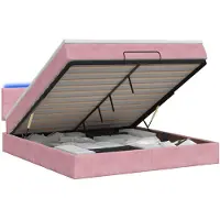 vidaXL Ottomanbed met matras en LED-verlichting, roze, 180 x 200 cm, fluweel