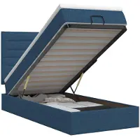 vidaXL Ottoman bed met matras met hoofdeinde Blauw 90 x 190 cm Stof