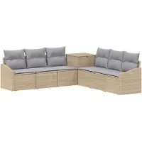 vidaXL Bankstel 7 st Beige en Lichtgrijs 123 x 62 x 69 cm