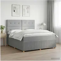 vidaXL LED boxspringbed met matras, lichtgrijs, 140 x 200 cm, gestoffeerd