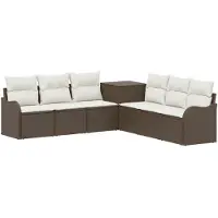 vidaXL Bankstel 7 st Bruin en Crème Wit 121 x 62 x 69 cm